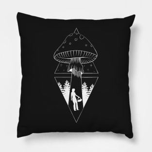 UFO mushroom kidnaps mushroom picker Pillow