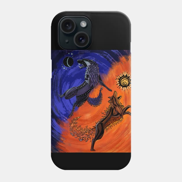 Hati & Skoll Redux (full color) Phone Case by manicgremlin