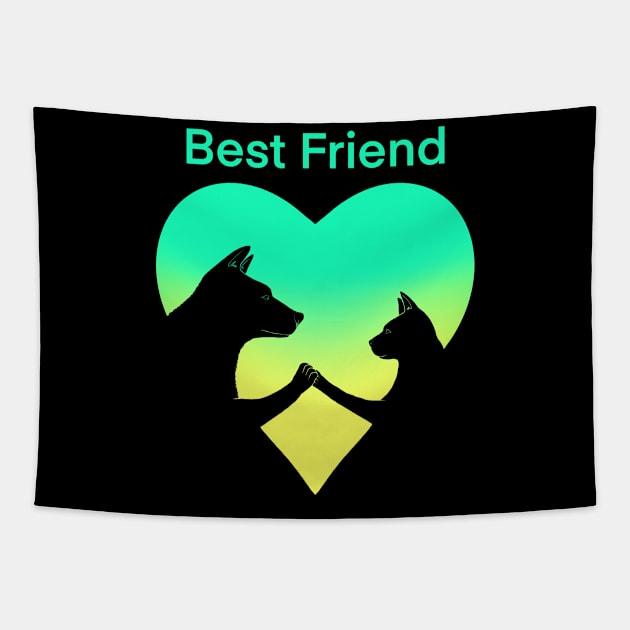 Dog and cat best friend love Tapestry by Artardishop