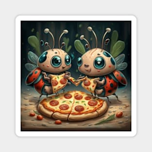 Cute and funny ladybug eating pizza gift ideas stickers tee and more Magnet