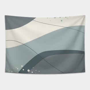 Grey and Ivory Modern Abstract Organic Shapes Tapestry