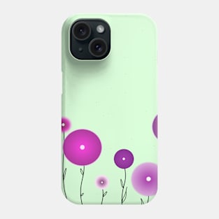 Flowers on pastel green with dots Phone Case
