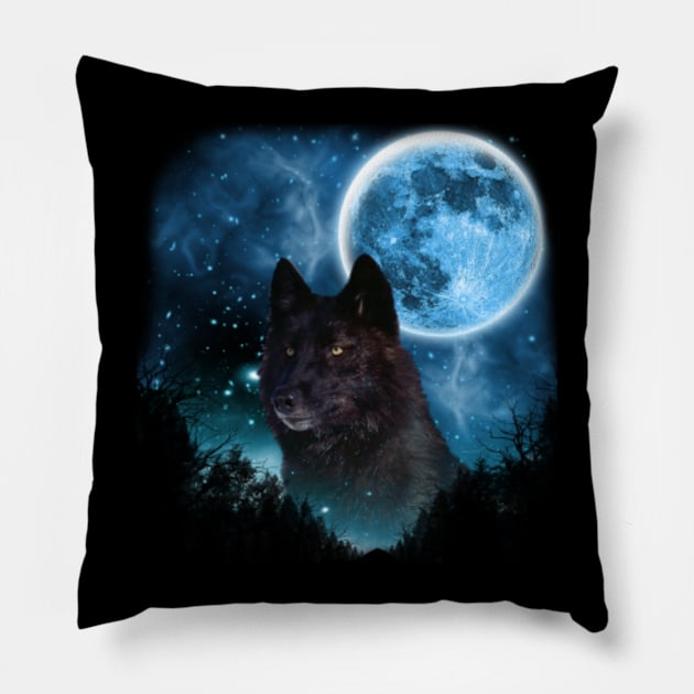 Black Wolfs Skylight 2 Pillow by Ratherkool