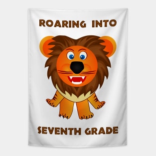 Roaring Into Seventh Grade (Cartoon Lion) Tapestry