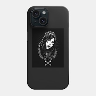 woman in army black and white Phone Case