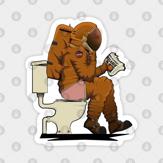 Mars Astronaut on the Toilet Magnet by InTheWashroom