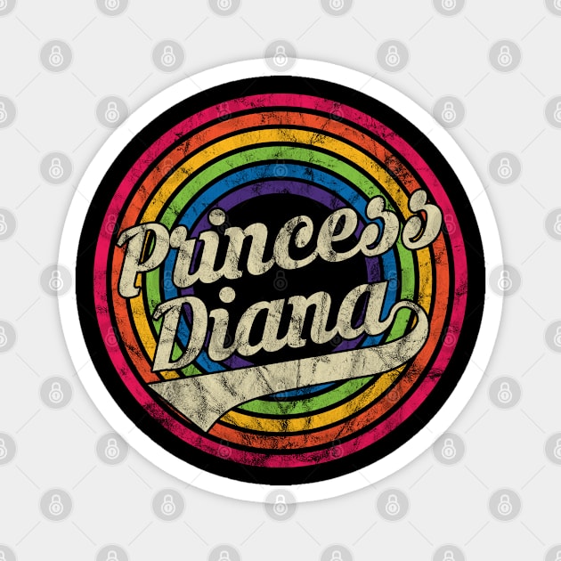 Princess Diana - Retro Rainbow Faded-Style Magnet by MaydenArt