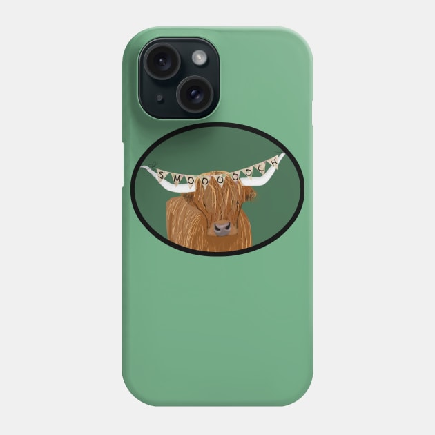 Scottish Highland Cow Giving a Kiss Phone Case by ahadden