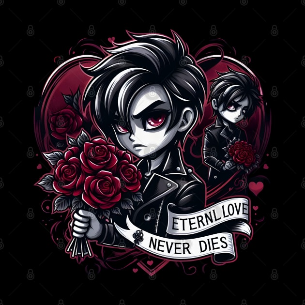Gothic Heartbeat: 'Eternal Love Never Dies' Emblem by WEARWORLD