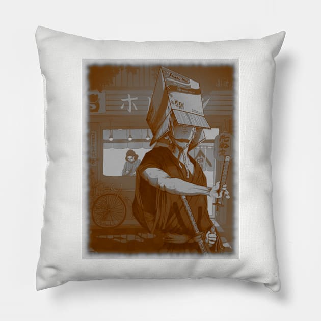 Copy of Ramen Samurai (Old Photograph) Pillow by Clifficus