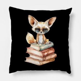 Fennec Fox And Books Pillow