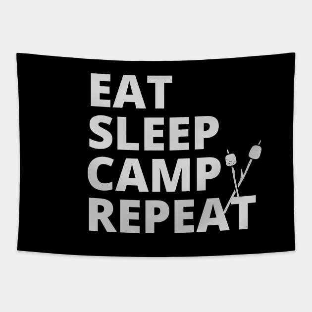 Eat Sleep Camp Repeat Tapestry by mksjr