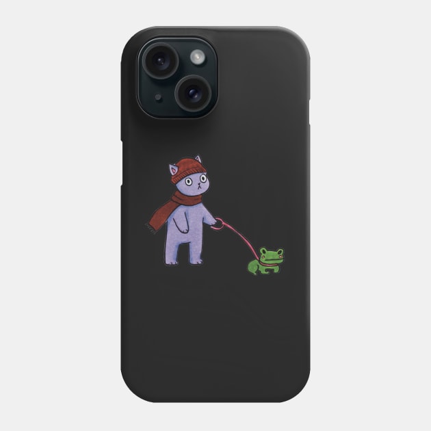 purple cat frog illustration Phone Case by maoudraw