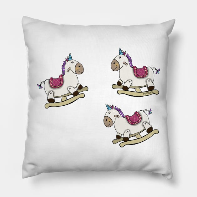 Riding on a rocking unicorn Pillow by Fradema