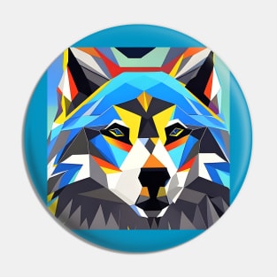 Pop Art Geometric Wolf Head Pin