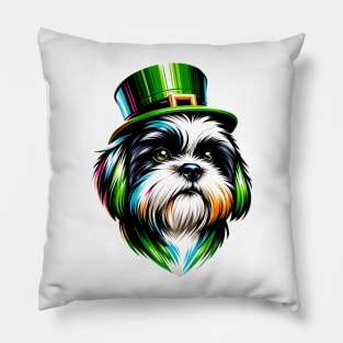 Shih Tzu in Leprechaun Hat Celebrates St. Patrick's Pillow