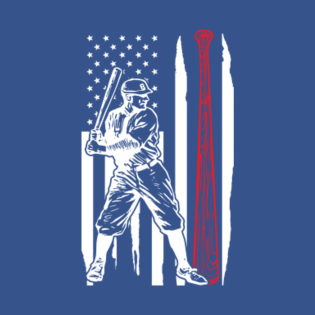 Disover Baseball Player Bat Batter USA american flag Sport Design - Baseball - T-Shirt