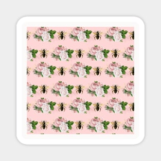 Honey Bee Neck Gator Pink and Gold Pink Roses Gold Bee Pattern Magnet