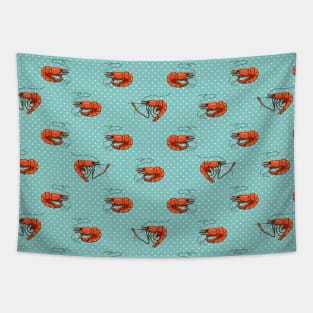 Shrimps Pattern In Pop Art Style Tapestry