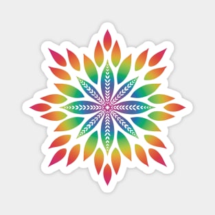 Rainbow Sunburst Mandala Magnet