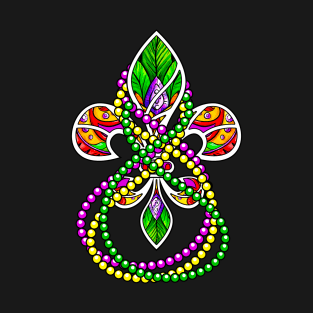Colorful Fleur-De-Lis Bourbon Street Festival Beads T-Shirt