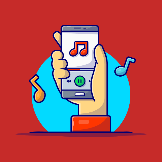 Online Music Player with Hand, Tune and Note of Music Cartoon Vector Icon Illustration by Catalyst Labs