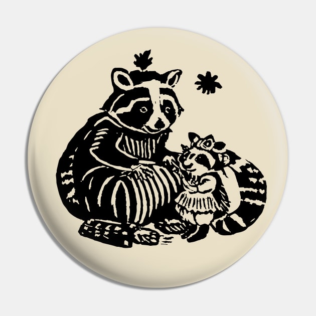 Vintage racoon and possum Pin by valentinahramov