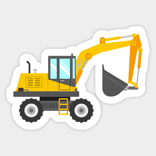 Cute Yellow Excavator for Kids - Excavator - Sticker