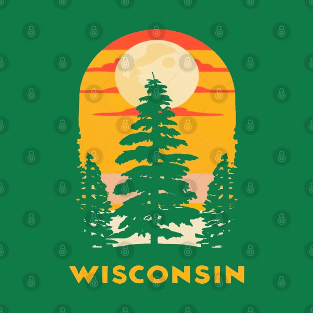 Wisconsin Tourism Trees and Sunset Graphic by BlueLine Design