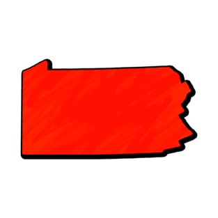 Bright Red Pennsylvania Outline T-Shirt