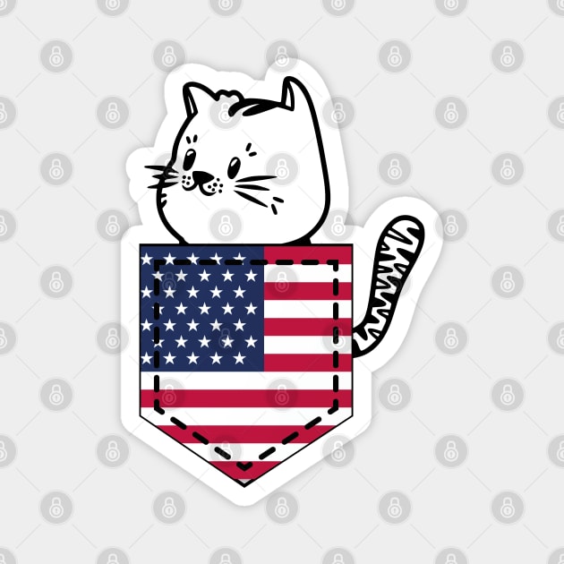 Patriotic Pocket Pussy - Cat Lover -  American Patriot Magnet by PosterpartyCo