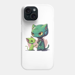 alien and cat Phone Case