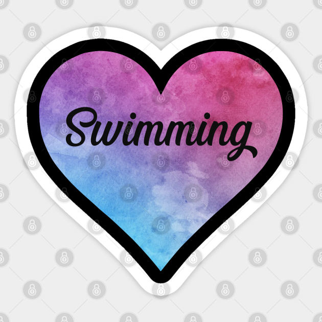 Swimming girl watercolor mandala heart. Perfect present for mother dad friend him or her - Gift - Sticker