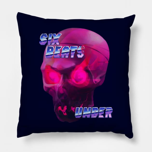 Retrowave skull Pillow by Welsharess