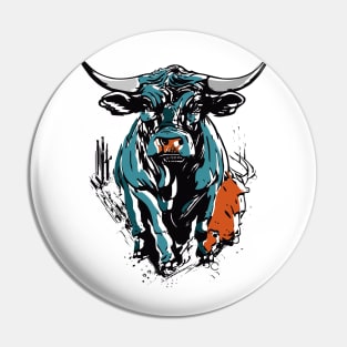 angry Blue bull Pin