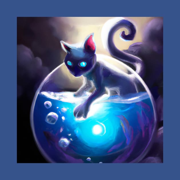 Magical Cat Harnesses the Glowing Power of a Mystical Fish Bowl by Star Scrunch