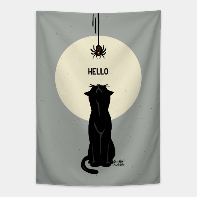 Spider and cat Tapestry by BATKEI