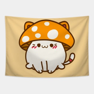 Feline fungus friend, Cute mushroom hat cat Tapestry