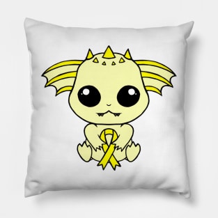 Cute Creature Holding an Awareness Ribbon (Yellow) Pillow