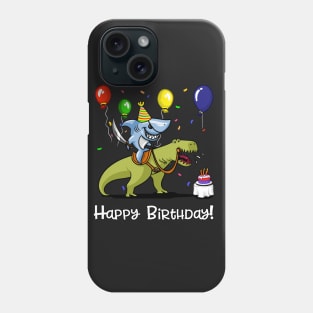 Birthday Shark Riding Dinosaur Phone Case