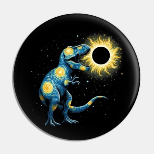 Total Solar Eclipse T-rex Dinosaur April 8 2024 Pin