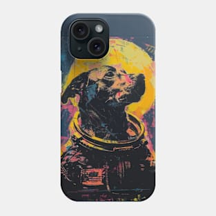 Vintage and vivid pitbull dog astronaut portrait Phone Case