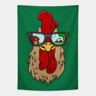 Sunglasses Wearing Cool Rooster On the Farm Tapestry