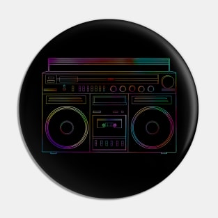 Old School Retro Neon Outline Boombox Pin