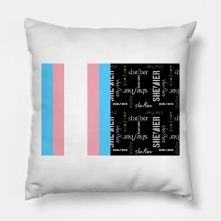 Trans Flag, She/Her Pronouns - Identity Pride Pillow