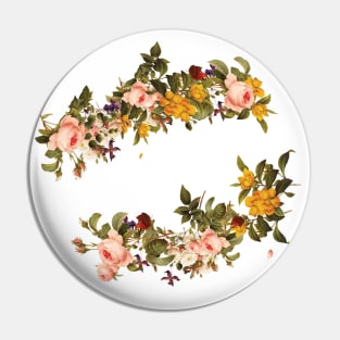 Spring floral flowers pattern - pink roses and yellow | Vintage romantic nature environment Pin