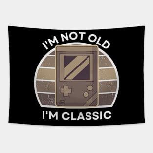 I'm not old, I'm Classic | Handheld Console | Retro Hardware | Sepia | Vintage Sunset | '80s '90s Video Gaming Tapestry