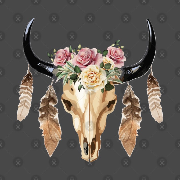 skull cow boho style by Collagedream