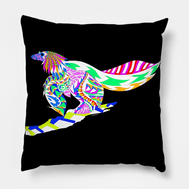 winged dinosaur fossil in magnificent mexican colors Pillow by jorge_lebeau