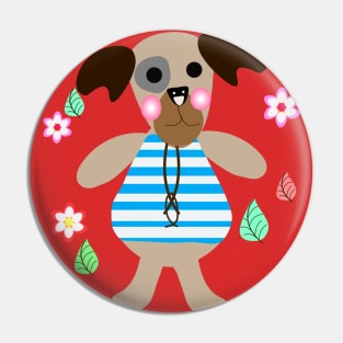 Cute dog with flowers art print. Pin